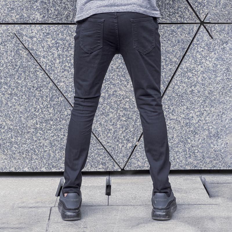 European and American Men's New Simple Ripped Commuter Denim Trousers Slim-fitting Small Feet Trendy Handsome Jeans