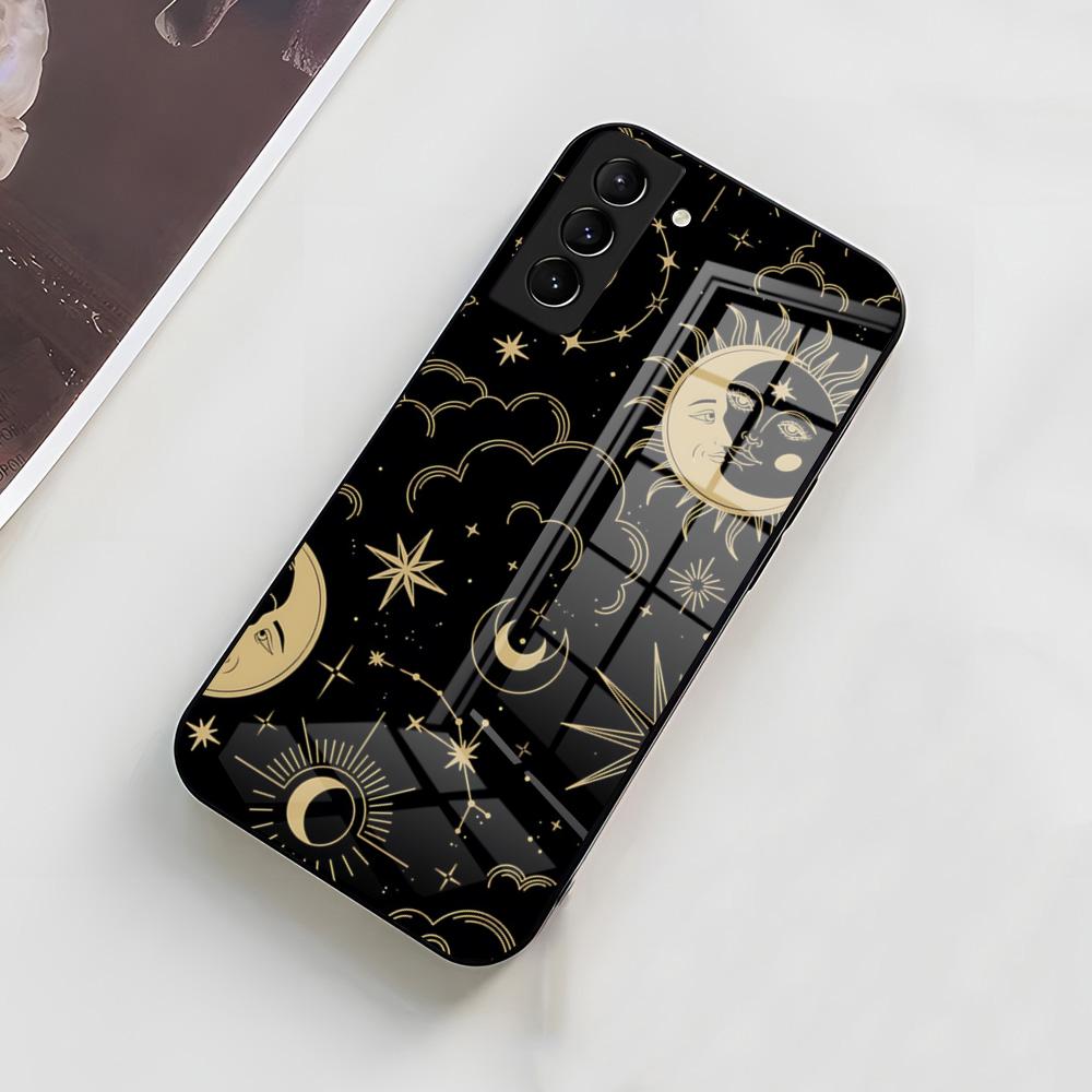 Yinuoda Funny Sun Moon Face Phone Case For Samsung A56 A36 A26 A16 A15 A25 A35 A55 A14 A34 A24 A54 Glass Case