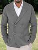 Men's Outdoor Casual Loose-fitting Plain Knit Jacket With A Green Collar And Double-breasted Buttons