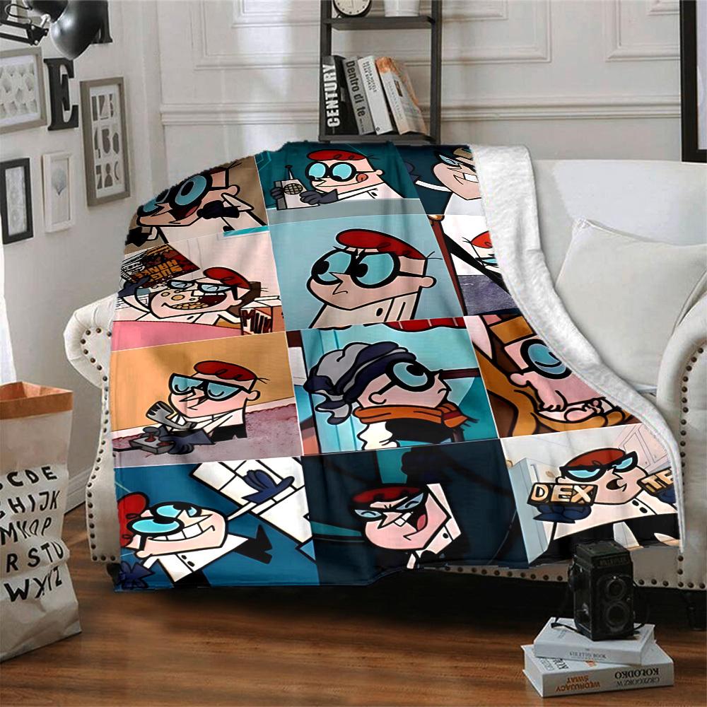 1 Stück Dexter's Labor Gemütliche Print-Decke Leichte Warme Flanell-Kuscheldecke für Sofa, Bett, Wohnzimmer