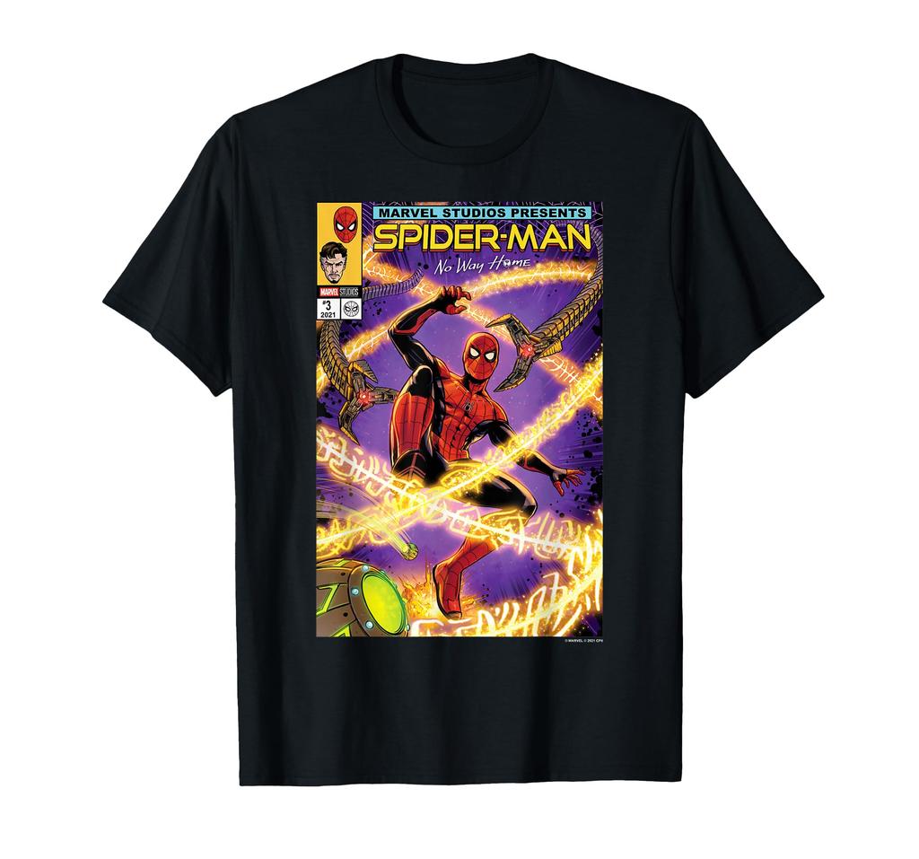 Marvel Spider-Man No Way Home Battle Comic Cover T-Shirt