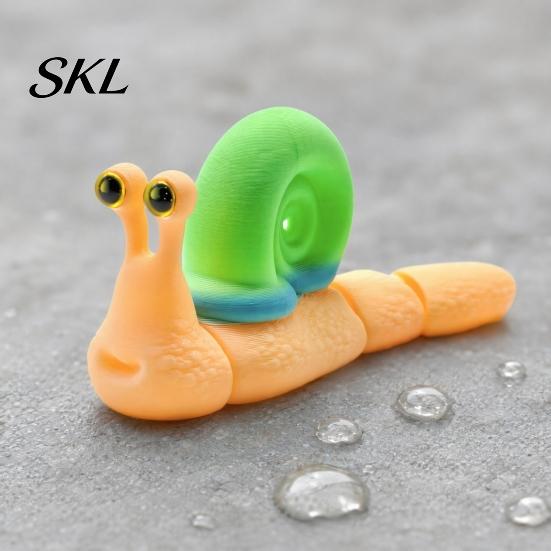 Colorful Snail Sculpture 3D Printed Figurines, Articulated Toy, Movable Joints Animal Twist Segmented Structure Toy Fidgety for Home Office
