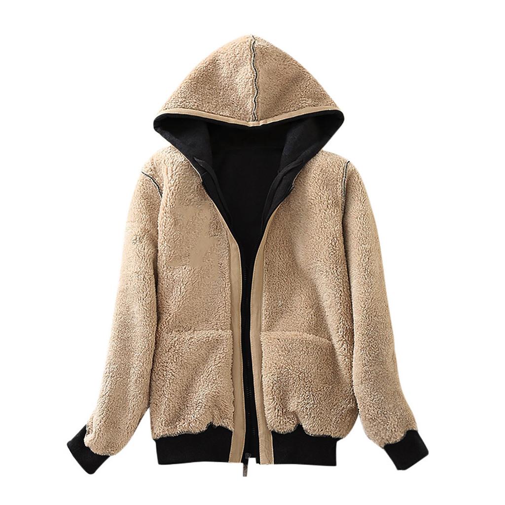 Women's Casual Winter Warm  Lined Zip Up Hooded Sweatshirt Jacket Coat