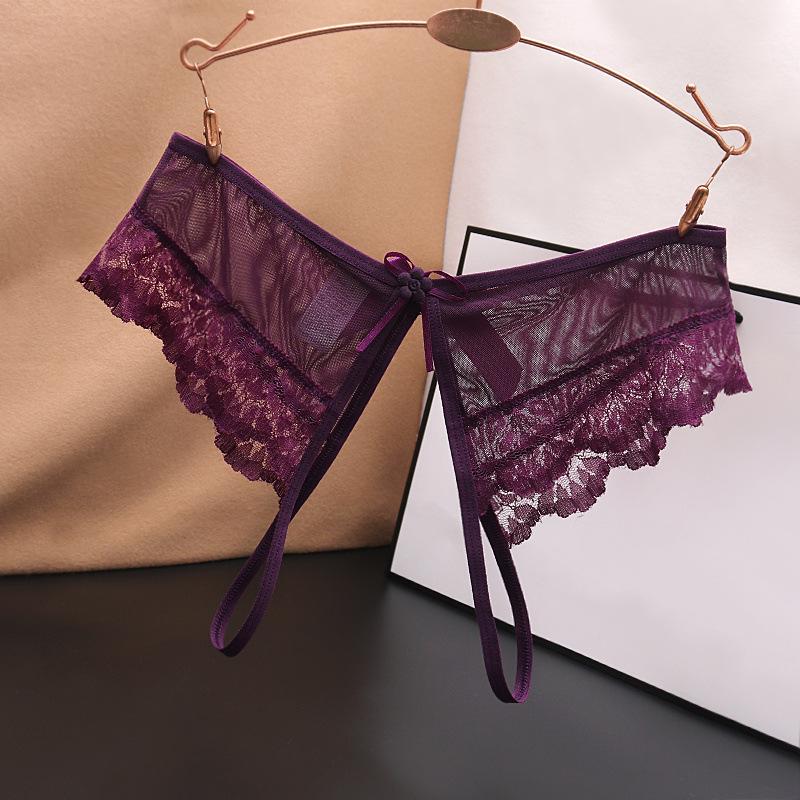 Sexy Open Crotch Lace Thong: Low Waist, Seamless, Transparent Plus Size Women's Panties