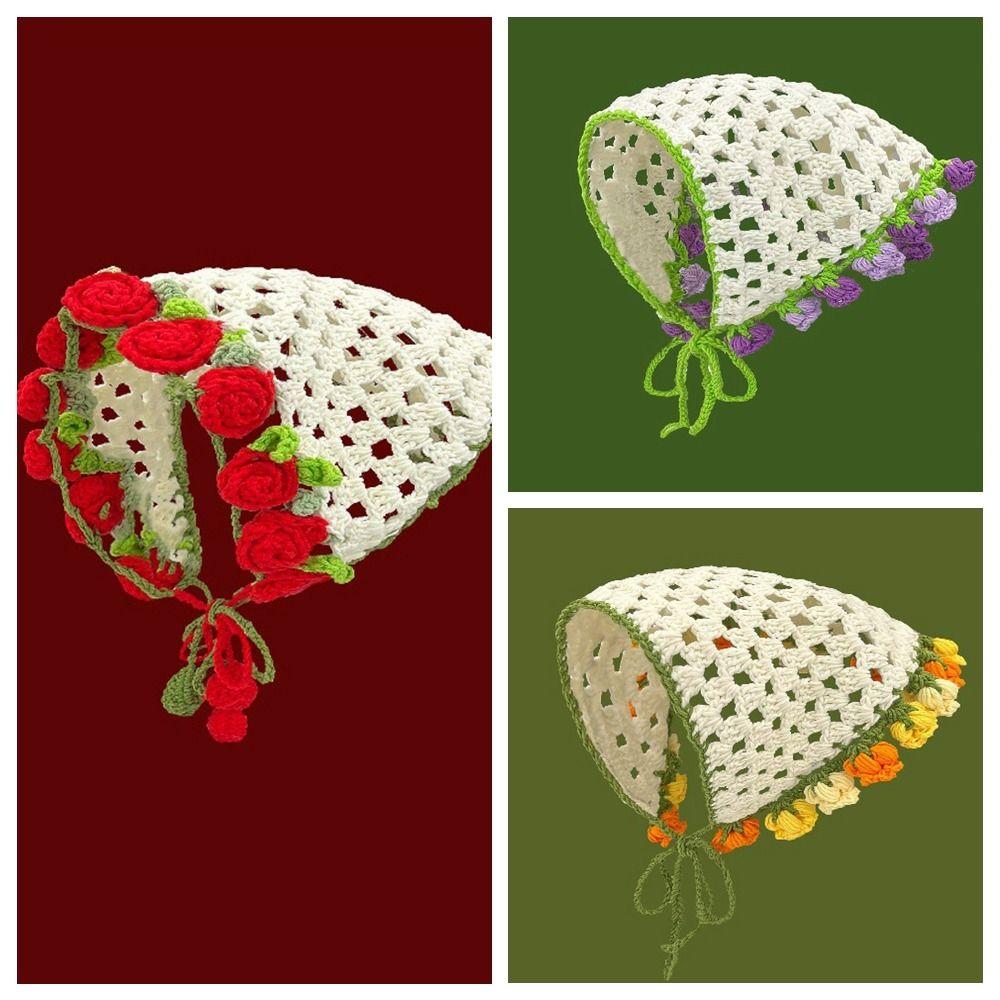Hair Band Triangle Turban Floral Crochet Bandana Vintage Women Hair Scarf  Children