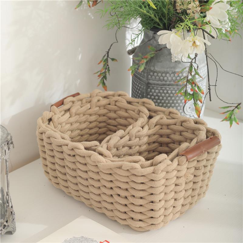 Sundries Cotton Rope Storage Baskets: Large & Small Cosmetic Organizer for Lipsticks & Eyeshadows