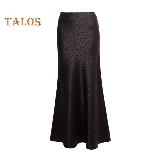 

Женская юбка с леопардовым принтом, юбка с высокой талией, сексуальная, облегающая бедра, длиной до щиколотки, полуоблегающая юбка для вечеринок, уличной одежды, свиданий M чёрный