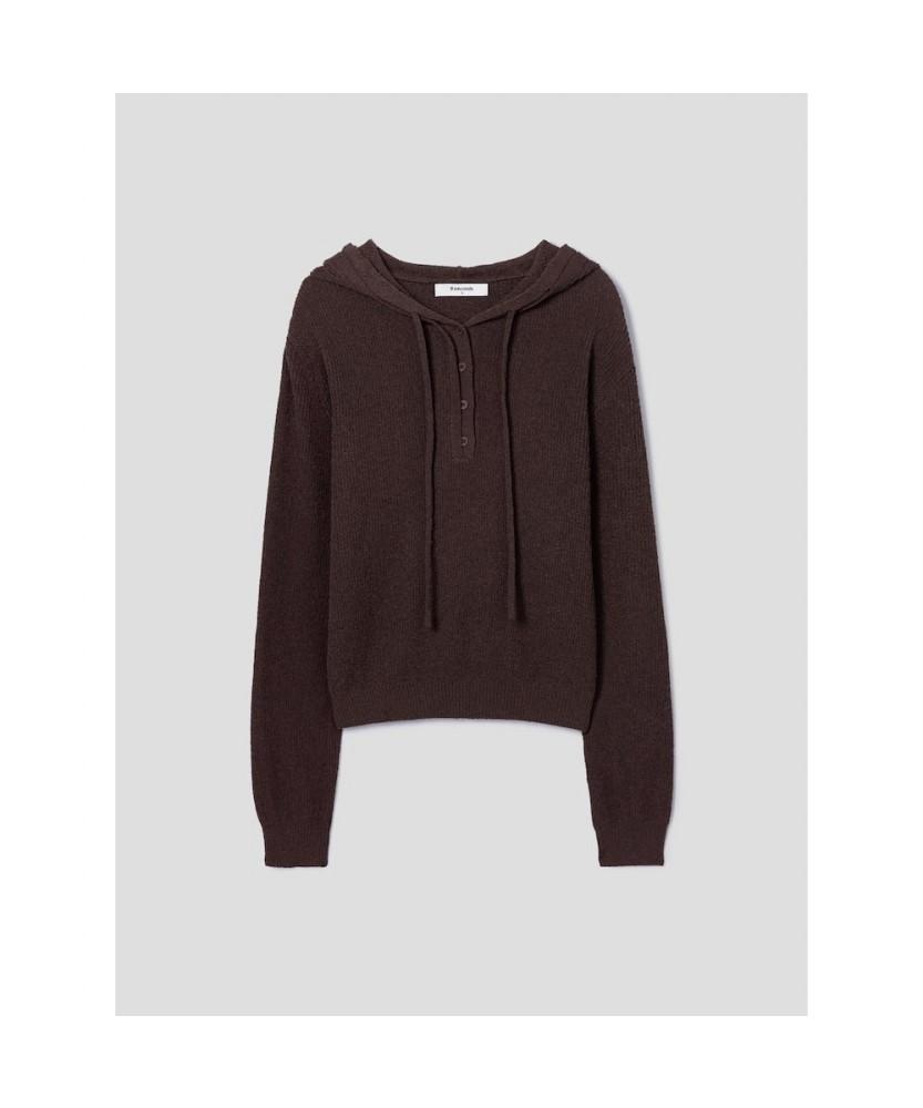 8seconds Button Hooded Pullover Brown