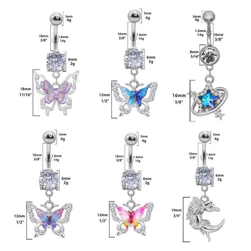 Anneau de nombril Tempérament Délicat Pour Femmes Filles Tendance Papillon Sexy Anneaux de Nombril Bijoux Piercing Corporel Cadeaux