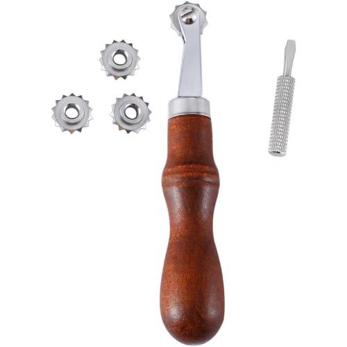 4 Wheels Leather Punching Tools Set DIY Leather Tools Craft Spacer Embossing System Set Leathercraft Spacing Wheel