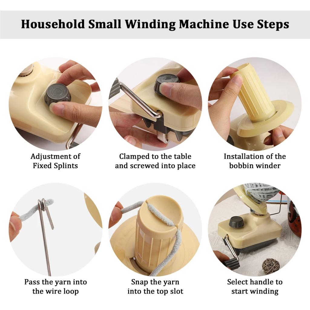 Portable Hand Operated Yarn Winder Fiber Wool Manual Handheld Winder Machine for DIY Sewing Making Accessories String Ball Maker