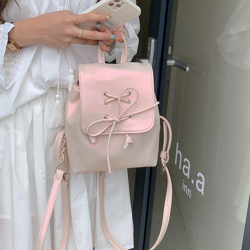 Ballet Style Bow Backpack Women's New Trendy Korean Backpack Cute Shoulder Bag Shoulder Bag School Bag