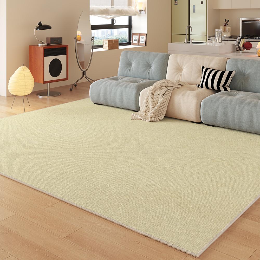 VIKAMA Cream-Style Living Room Carpet, Simple Solid Color, Easy To Maintain, Cloakroom And Bedroom Floor Mat, Home Decoration