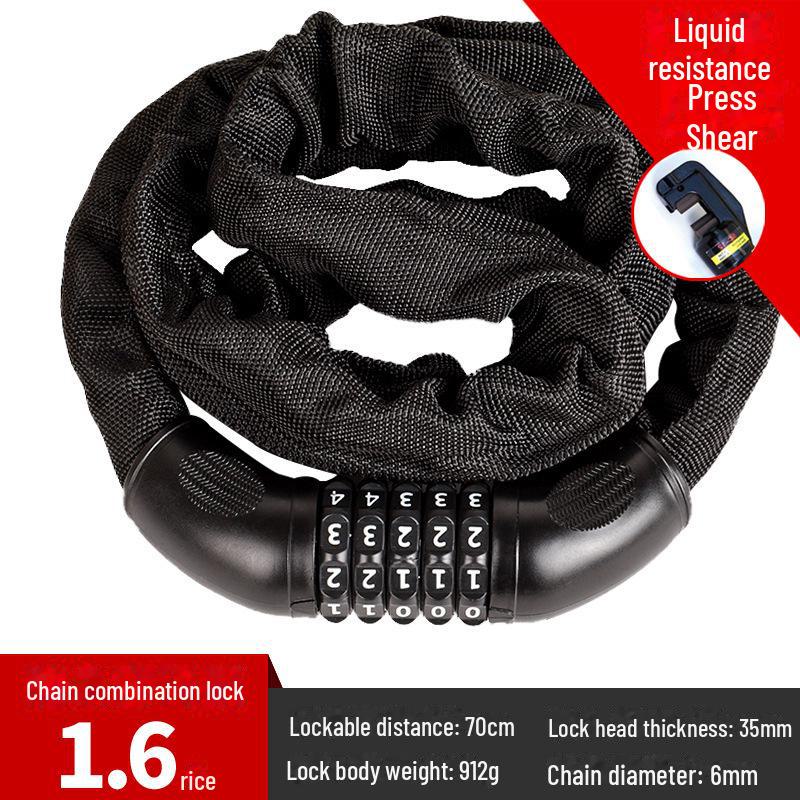 Universal Anti-Theft Lock: Password-Protected Iron Chain for Bicycles, Electric Cars, and Doors