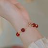 Golden Rose Natural Red Agate Round Beads Adjustable Bracelet Women Ornaments Gentle Style Fine Jewelry Gifts