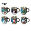 Christmas Mug Decorations Theme with Stainless Steel Liner, 3D Relief Hand Seasonal Housewarming Gifts Painted Resin Coffee Cup, Decorative Drinkware