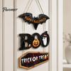 Seasonal Wall Hanging Plaque Happy Halloween Wooden Sign, Cute Bat Ghost Pumpkin Boo Door Hanger, Trick Indoor Holiday Hanger or Treat Sign for Party,
