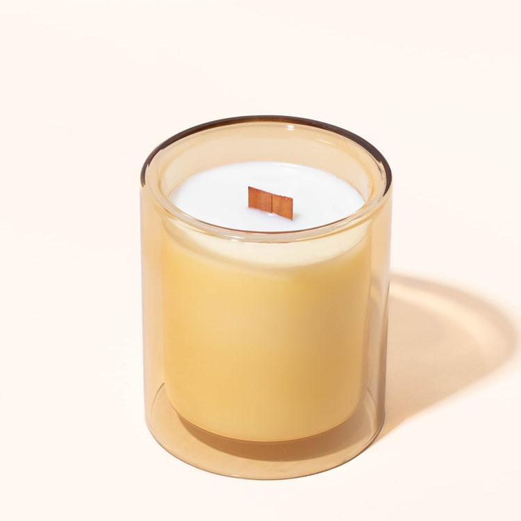 Customized Colored Glass Double Wall Candle Vessel Jar for Gift Candle Making Heat Resistant Glass Candle Holder