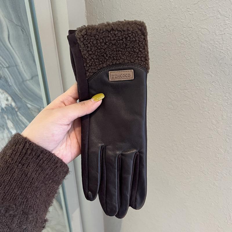 Gloves women's winter warmth, velvet and thickened new outdoor riding electric vehicle windproof and cold-proof five fingers