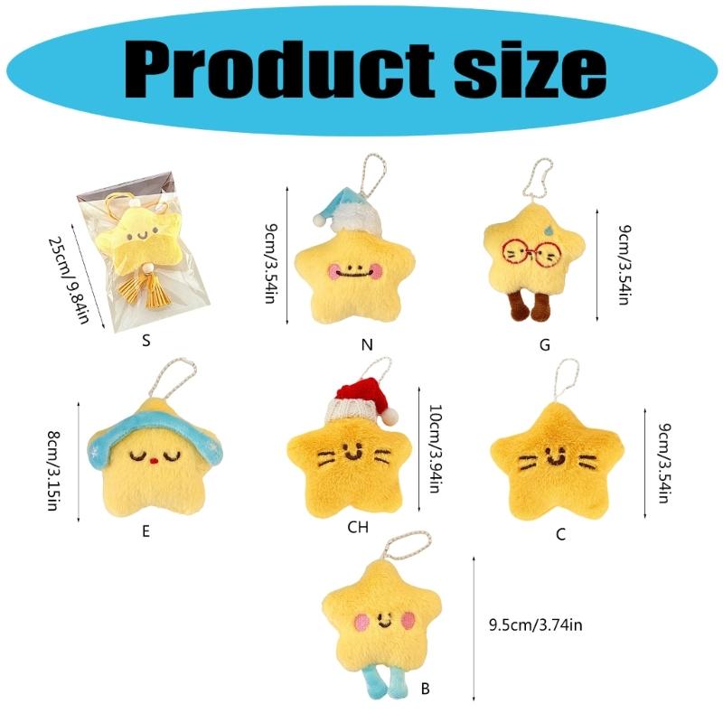 Soft Star Keychain Plush Toy Charm For Bags Backpacks Car Decoration