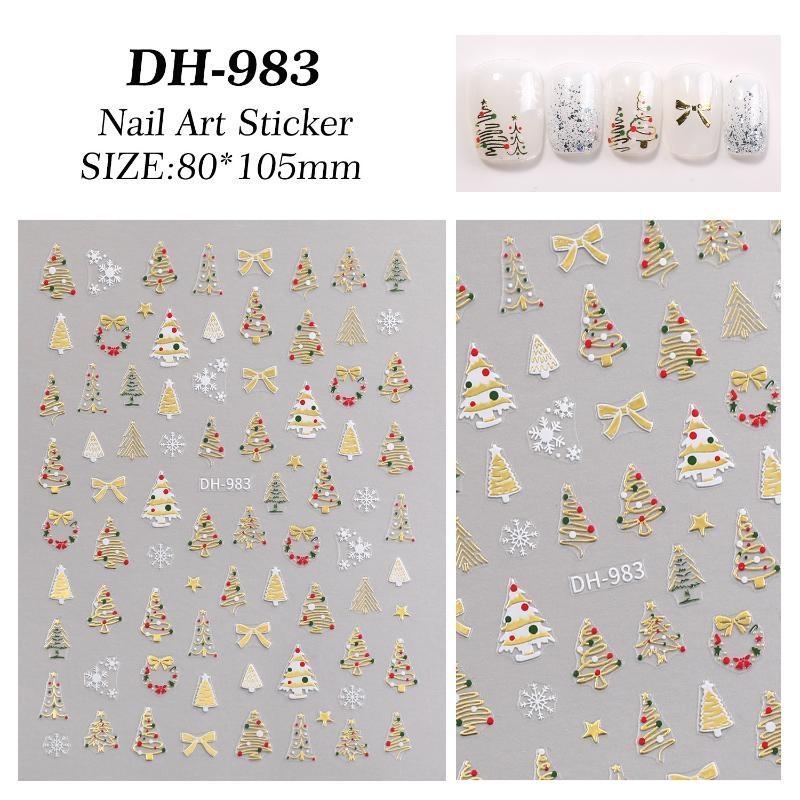 1 Sheet Christmas Nail Stickers Red White Snowflake Santa Elk Bow Self Adhesive Nail Art Decals For Holiday Manicure Decor