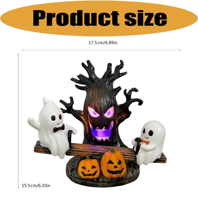 Indoor Character Lamp with USB Cable, Molded Display Form, and Tree Center Light for Shelf, Desk, and Side Table Use, 17.5 x 11 x 15.5 cm