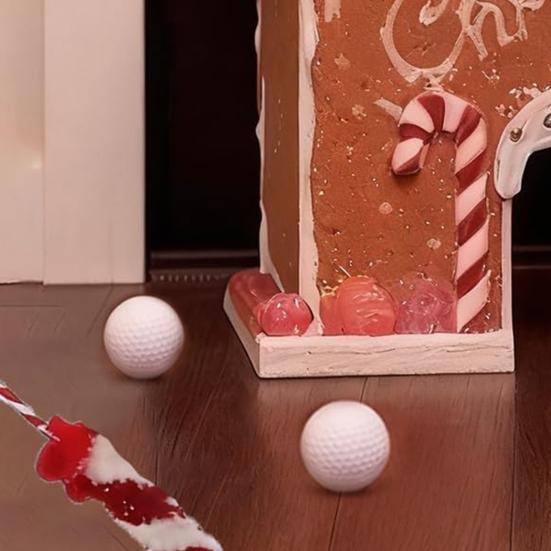 Gingerbread Golf Game Set Wood Plastic Indoor Miniature Putting Course Festive Family Activity for Christmas Parties & Holiday Fun
