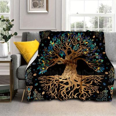 1pc Beautiful Life Tree Printed Blanket,Soft And Comfortable Blanket, Travel Sofa Bed, Office Home Decor, Birthday Gift Blanket, Boys, Girls