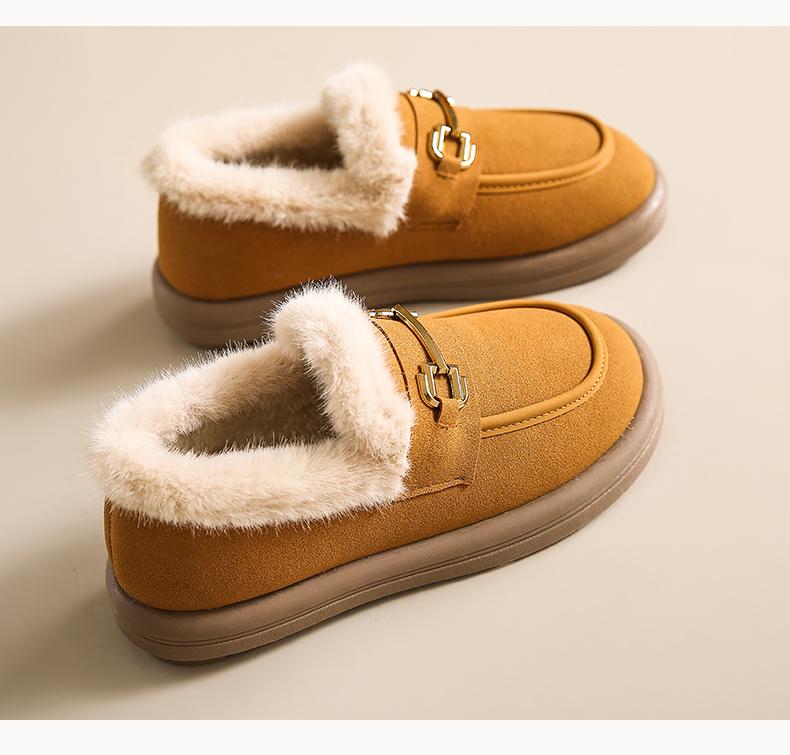 Modische Schuhe Frau Ballerinas Runde Zehenpartie Lässige Damen-Sneaker Slipper Loafer Fell Kleid Winter Retro Slipper Neue Damenschuhe