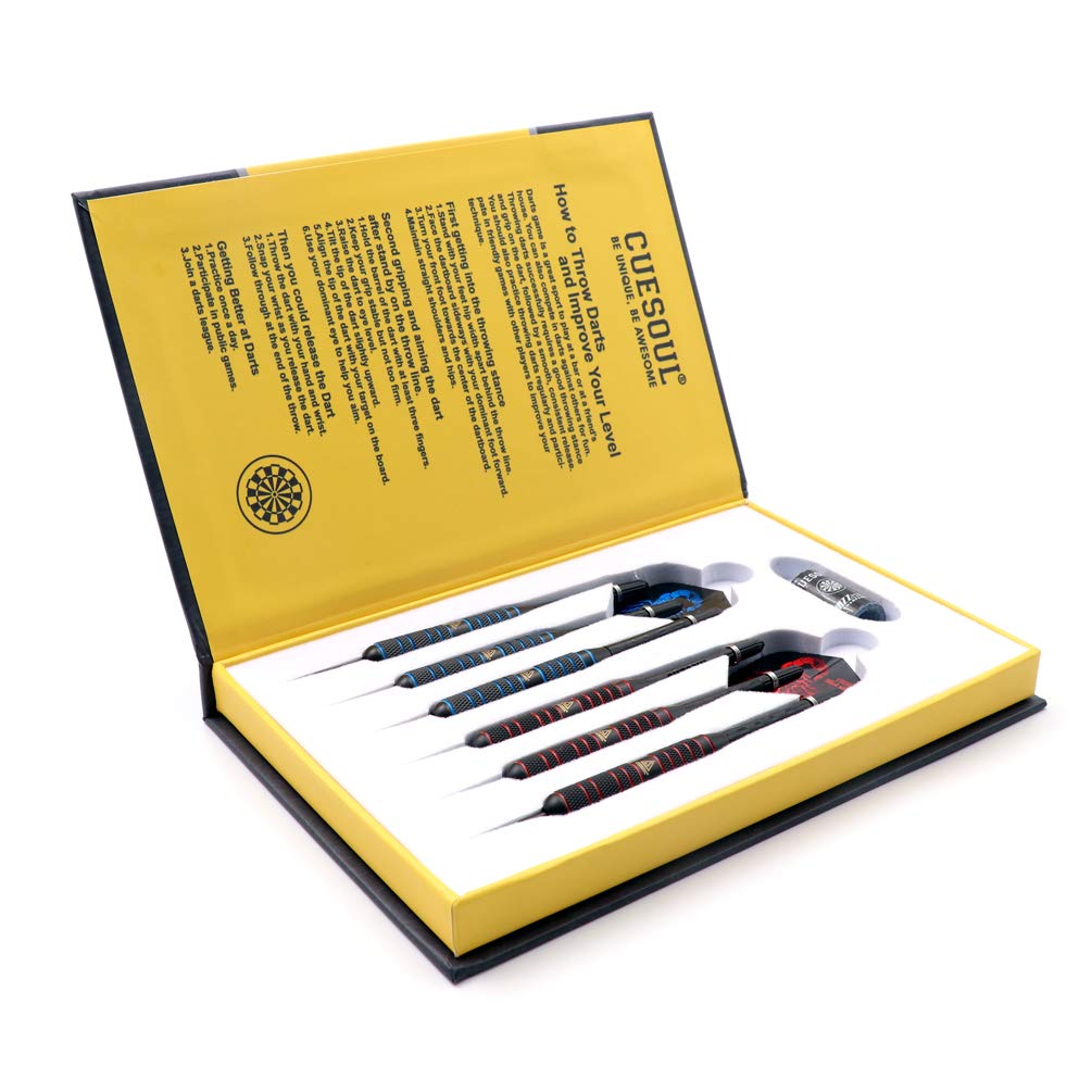 Black Scorpion CUESOUL Professionelles Stahlspitzen-Dartset (6 24g Dartpfeile) mit 12 Scorpion Dartpfeilflügen und Dartpfeilspitzer (L241L242-4)