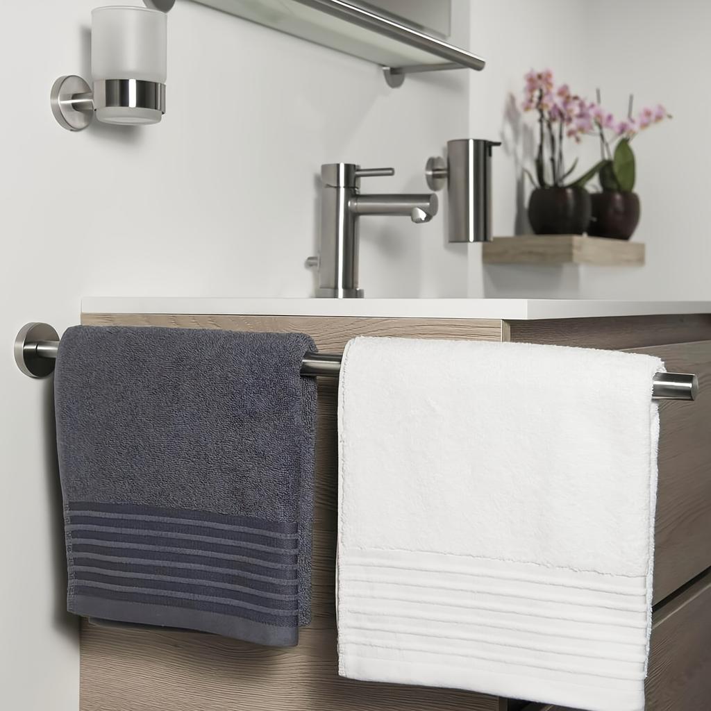 Stainless Steel Towel Bar for Bathroom, Wall-Mounted Towel Rack, 15.75inch Long, Available in Black Brushed End