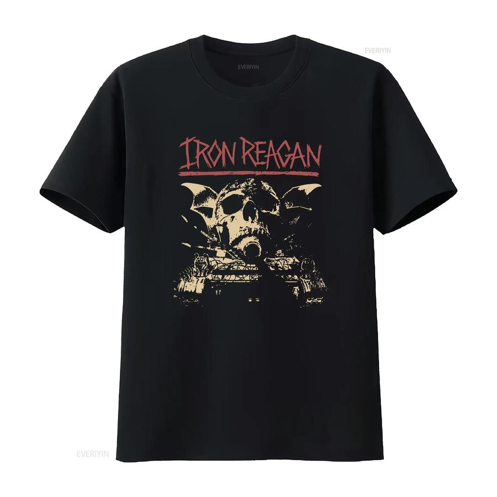 Koszulka z nadrukiem Żelazny Reagan Ostrzeżenie S M L XL 2XL 3XL vintage Sprana streetwear Top Do noszenia na co dzień moda Stylowy Casual Unisex