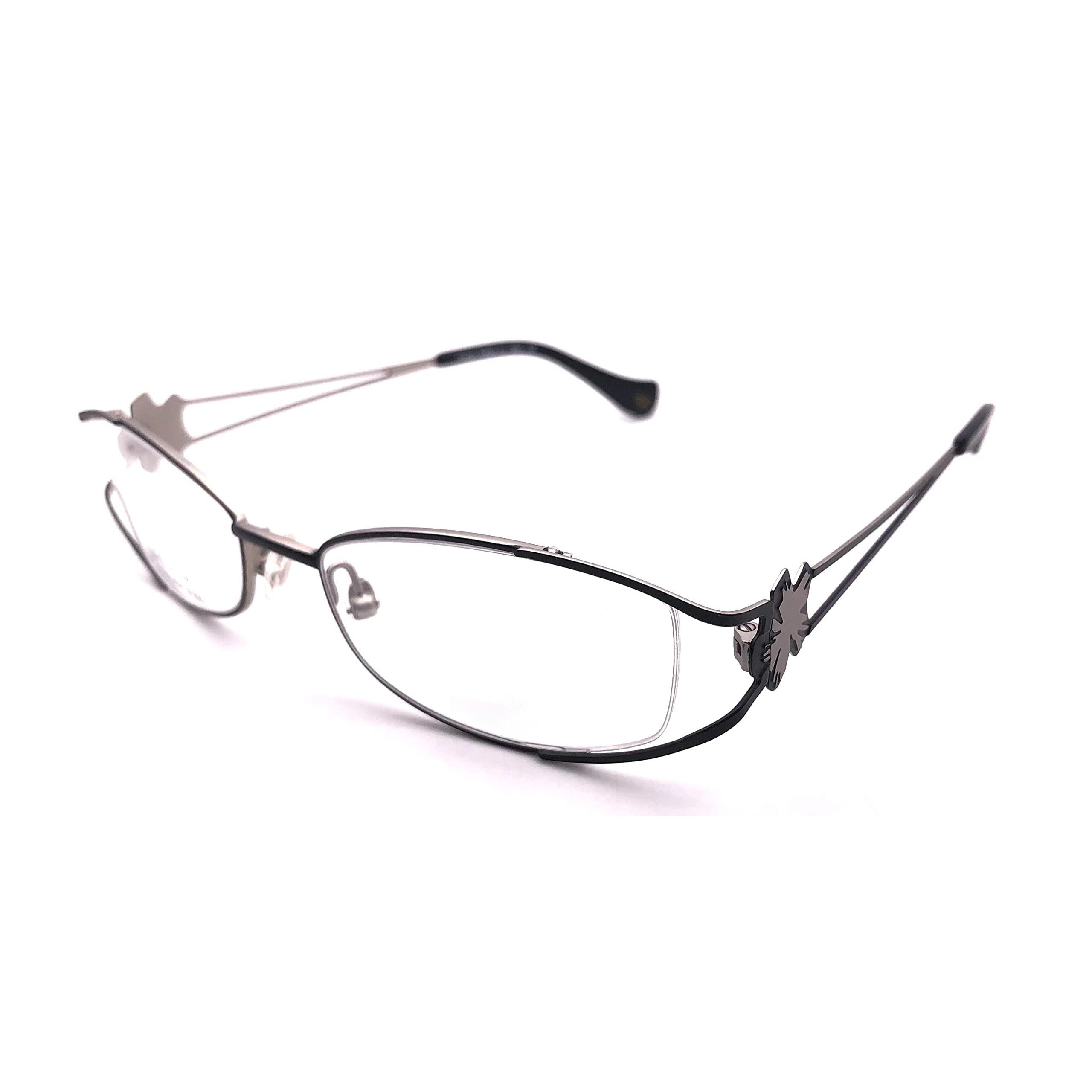 RSINC Оправа/очки/Очки с полной оправой, Оптические с кожаной строчкой, Для мужчин и женщин, Черный - Серебристый P8060 51-18-135 COL. 202 IB-1 M1 9Q-VXFR-JAPF