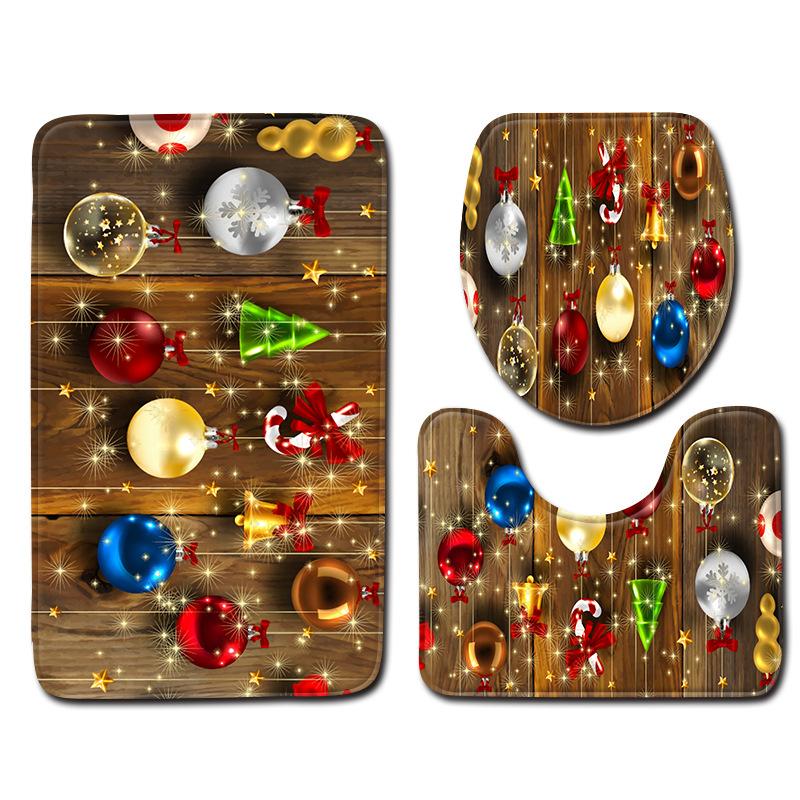 Weihnachts-Badezimmer-Bodenmatte Badezimmermatte Toilette Dreiteiliges Set