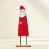 Soft Felt Cloth Santa Clause Reindeer Ornament with Wood Base Plush Wool Felt Christmas Figure Decoration For Tabletop