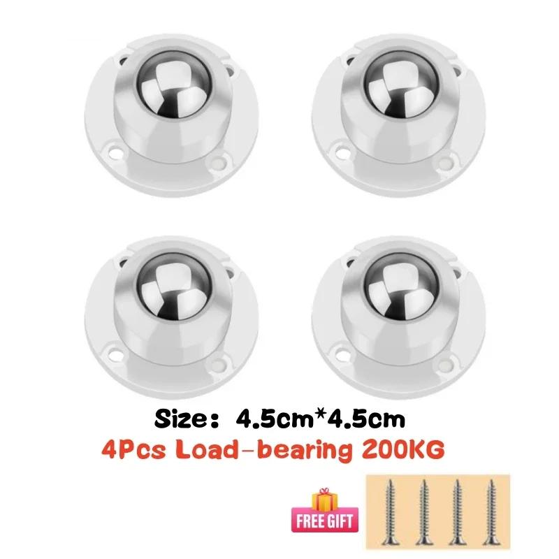 Self Adhesive Mute Ball Pulley Universal Wheel Load 300Kg Furniture Casters Wheels Stainless Steel Wheel 360° Rotation New 4Pcs