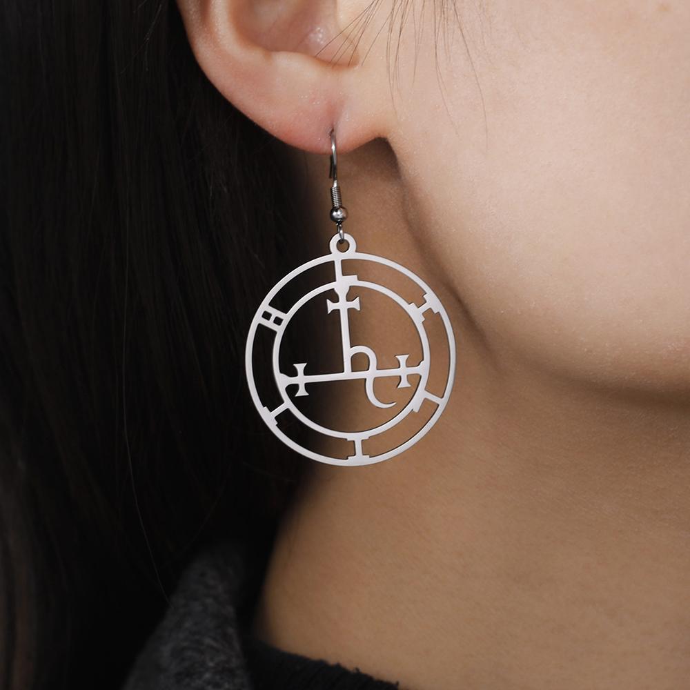 Dawapara Sigil of Lilith Earrings Pagan Seal Mythology Wiccan Amulet Witchcraft Magickal Gift Stainless Steel Jewelry