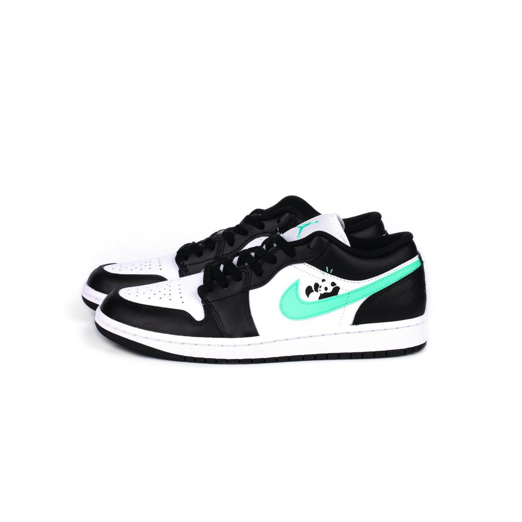 Jordan Air Jordan 1 Abrasion Resistant Breathable Low Top Vintage Basketball Shoes Men's Black White Green 553558-131(Team444-)