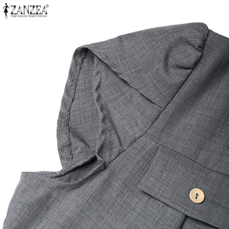 ZANZEA Women Classic Collar Summer Casual Short Sleeve Dress