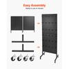 SucceBuy Standing Pegboard Display 23.6 X 63 In W/ Swivel Casters and 30 Hooks Thickened Cold-Rolled Steel Peg Board Panel Black