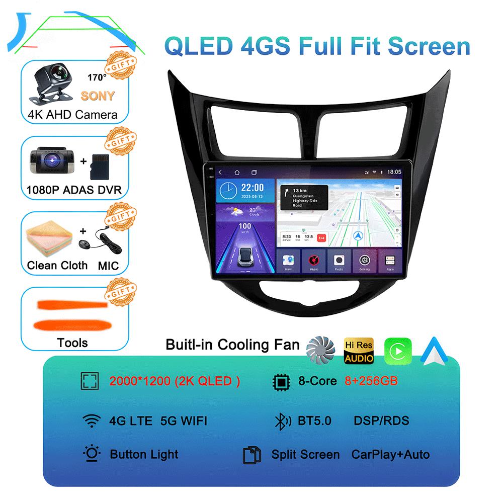 Android 14 Car Radio for Hyundai Solaris Verna Accent 1 2010 - 2016 Multimedia Video Player 2 Din DVD Head Unit Carplay GPS FM