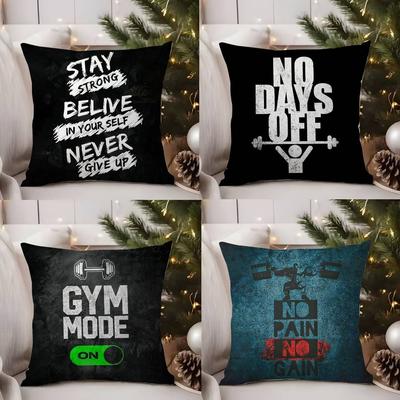 Gym No Pain No Gain Pillow Case Sofa Living Room Bedroom Double-sided Printing Square Cushion Nap Time Cushion Cover