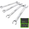 4-Piece Flare Nut Wrench Set, Offset End Spanner Metric 8 9 10 12 13 14 15 17mm, CR-V Steel Storage Pouch Repair and Remove Nuts On Fuel Tube Hose