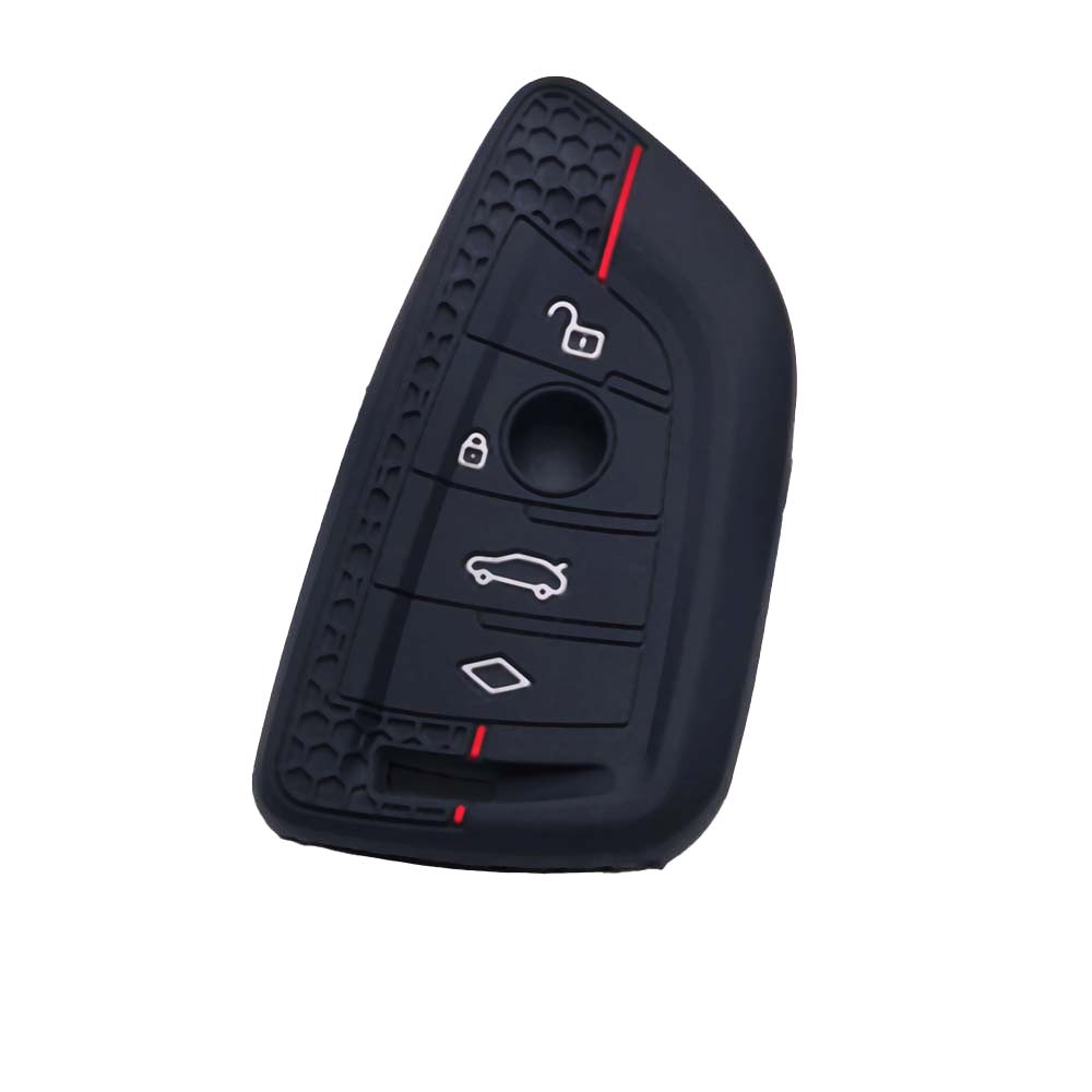Silicone Key Fob Cover Compatible with BMW 1 2 3 4 5 6 7 Series X1 X2 X3 X4 X5 X6 X7 M Series Smart Keyless Soft Grip Texture