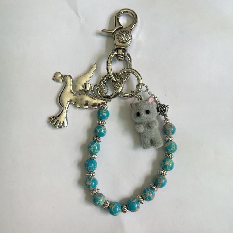 Multi-element trouser chain, bag hanging chain, sword round bead cross waist chain, lobster buckle pendant jeans chain