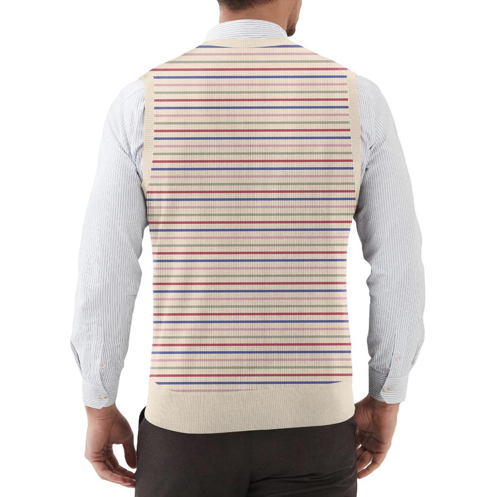 Erkek Moda Baskılı V Yaka Kolsuz Örme Kazak