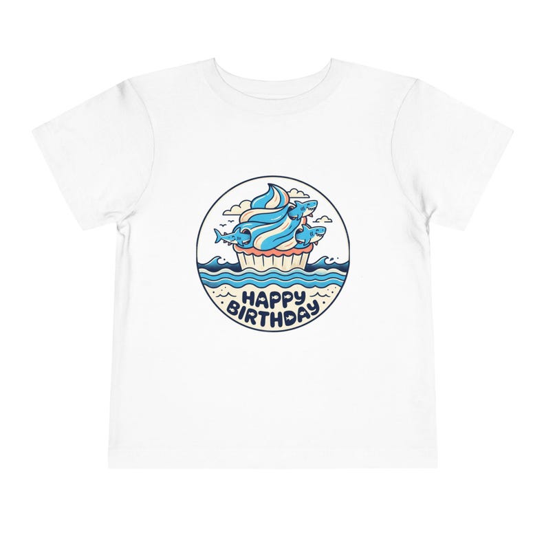 Ocean Cupcake with Whale Happy Birthday Toddler Tee | Kids Birthday Shirt 100