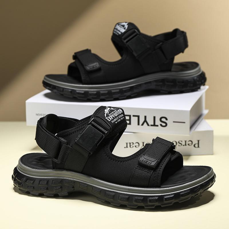 

Сандалии мужские летние новые универсальные повседневные сандалии для вождения на открытом воздухе нескользящие износостойкие спортивные пляжные туфли 39 чёрный