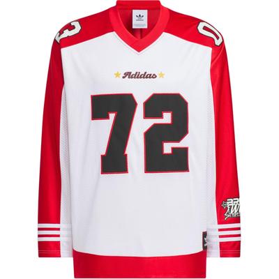 adidas Originale Bbrtr Langarmtrikot Bequemes Sport-T-Shirt Unisex Tops Weiß Hellscharlachrot KA8004