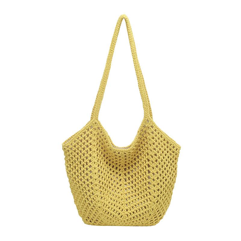 Woven Tote Bag With Zipper Closure For Beach And Travel Use